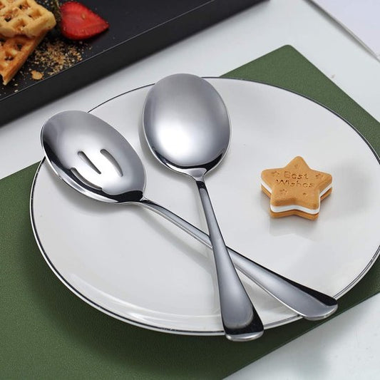 Spoons - 4-piece set - Stainless steel salad spoons - Includes 2 serving spoons and 2 skimmers - Suitable for V1188-ZXY-131-943