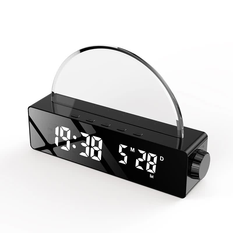 Sunrise Wake-Up Light LED Sleep Mood Lamp Black/White with Clock Calendar 1 piece Black V1189-HB001CYTC00065