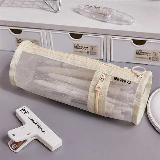 Pencil Case Pen Holder Transparent Large Capacity Off White 1 Piece V1189-HB001HWI000001
