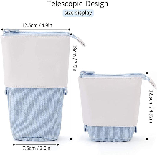 Pencil Case-Telescopic Pen Holder-Large Capacity-Light Blue-1 Piece V1189-HB001HWI000004