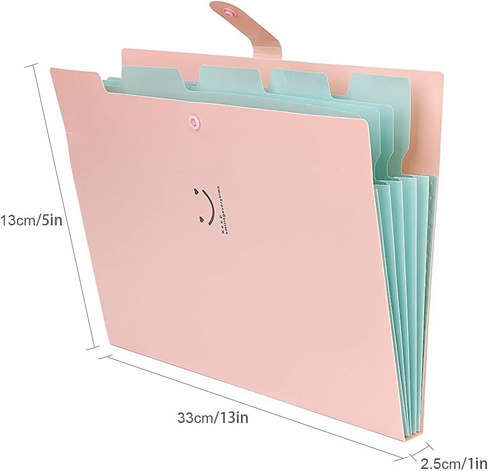 Folders - Snap closure - Accordion style - 5 compartments - Smiley face - 4 pieces V1189-HB001HWI000024