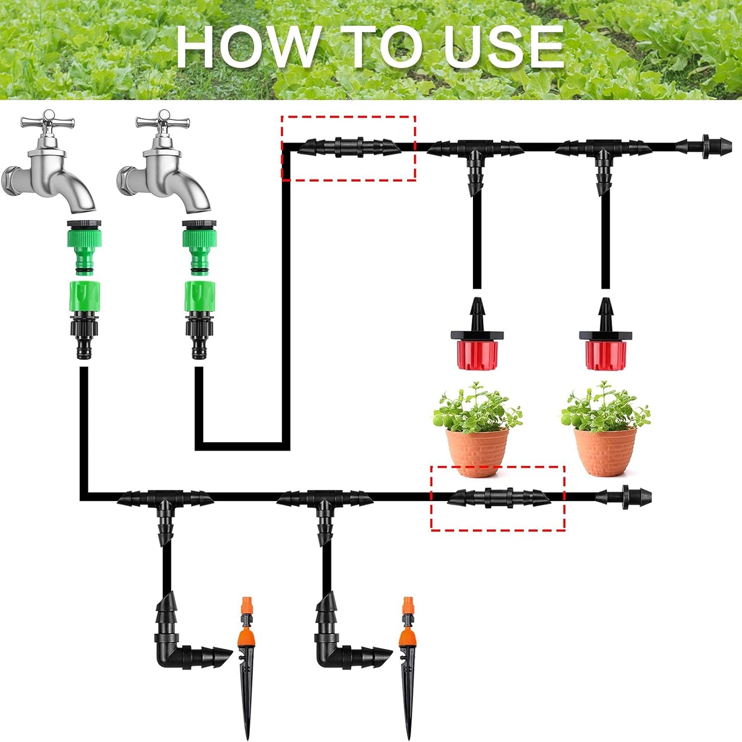 Drip Irrigation Couplings - Pack of 110 Couplings for 1/4" Hoses, Barb Connectors for Drip or Sprinkler V1189-HB001HWR000060