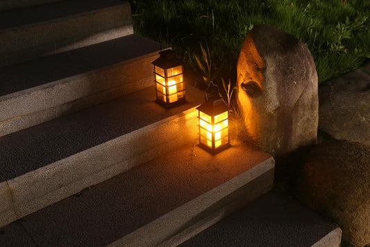 Waterproof outdoor solar lamp with candle flame effect, energy saving, warm white LED for patio, garden, V1189-HB001HWR000064