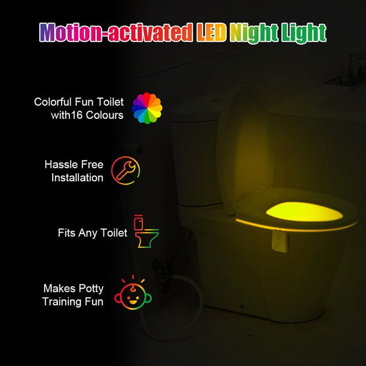 Toilet Night Lights, 2 Pcs Motion Sensor with Star Projector, USB Rechargeable LED Bowl Light with 16 Colors, V1189-HB001HWU000089