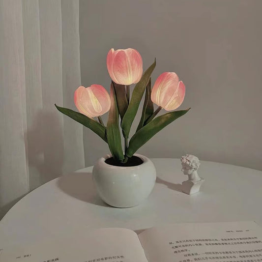 Tulip night light, rechargeable LED night lamp, floral table lamp for bedroom living room birthday party V1189-HB001HWU000090