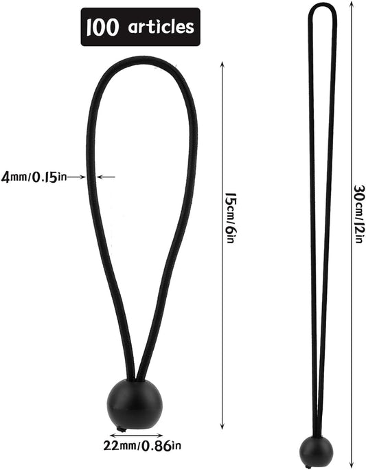 Rubber buckle - 15 cm tarpaulin clip with ball, tent rubber tarpaulin rubber - tent tensioner accessories - V1189-HB001ZSSA00014