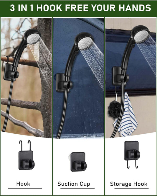 Portable Shower Pump with Rechargeable 6000mAh Battery - Outdoor Shower IPX7 Waterproof - With Temperature V1189-HB001ZSSA00049