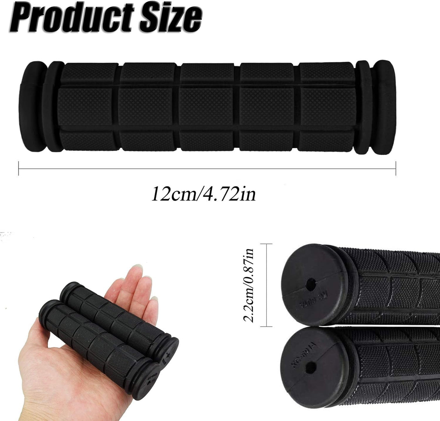 Bicycle handlebar covers - Soft rubber - Anti-slip - Black Bicycle handlebar - Universal handlebar covers - V1189-HB001ZSSA00079