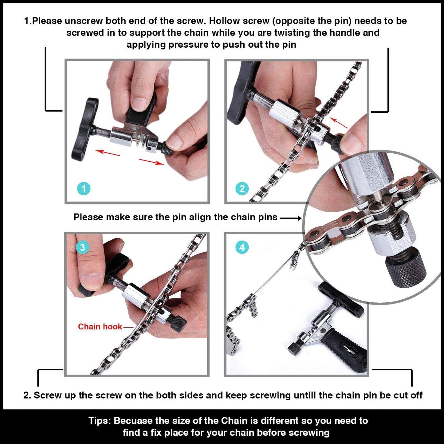 Bicycle chain tools - Chain repair tools - Bicycle chain separator - Cutter - Breaker - For 7, 8, 9 and V1189-HB001ZSSA00082