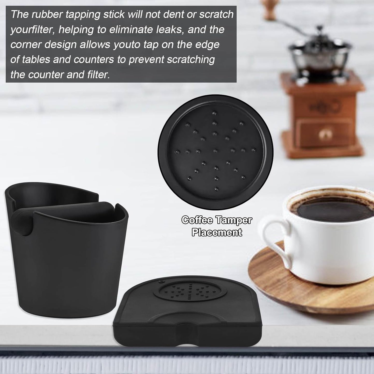 Silicone Coffee Grounds Container + Coffee Mat - Suitable for Office and Home - With Removable Tamper and V1189-HB001ZSSG00146