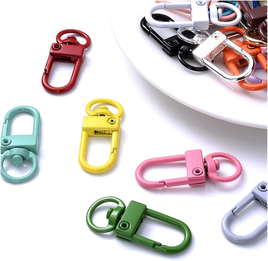 Colorful Key Ring with Lock - Metal Carabiner - Keyring - Car DIY Jewelry Accessories - Pack of 30 (Color: V1189-HB001ZSSG00159