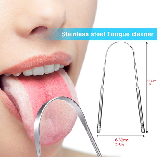 Tongue scraper - Stainless steel tongue cleaner - Freshens breath - Restores taste - Pack of 2 V1189-HB001ZSSG00178