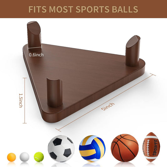 Ball Stand - Wooden Ball Display Stand - For Football, Basketball, Rugby, Volleyball, Sports Ball Storage V1189-HB001ZSST00260