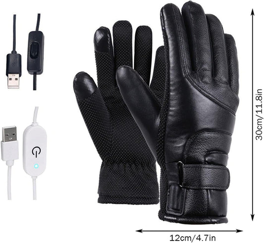 Electric Heated Gloves - USB Rechargeable, Waterproof & Breathable with Adjustable Fit for Skiing, Cycling, V1189-HB003CHJA00011