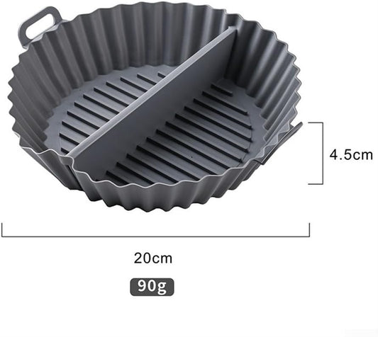 Airfryer baking tray - Airfryer accessories - Round Silicone Baking Tray with Division - Non-Stick Heat V1189-HB003CHJG00012