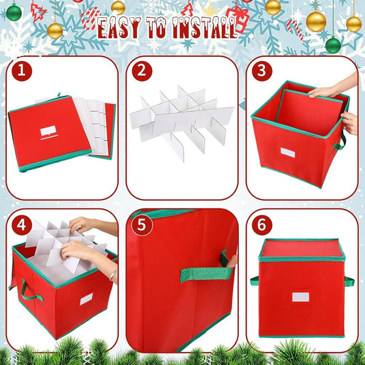 Christmas Bauble Storage Box - Christmas Bauble Box with 64 Compartments - Christmas Decoration Organizer V1189-HB003CHJH00003