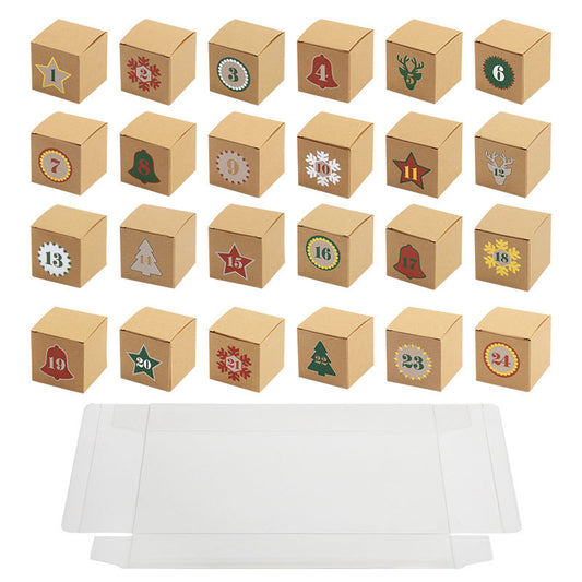 Christmas Box - Candy Boxes - Advent Calendar 1-24 Set - Refillable Countdown Box with Kraft Paper Boxes & V1189-HB003CHJY00001
