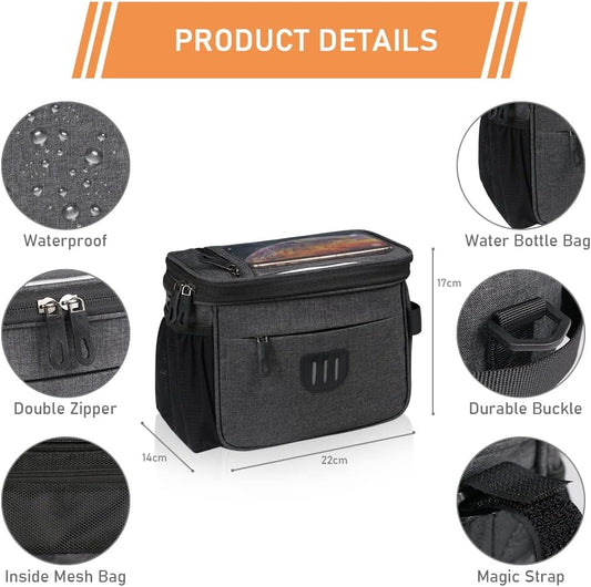 Waterproof Bike Frame Bag - Large Capacity - Top Tube Phone Holder - For MTB Mountain Bike & Road Bike V1189-HB003WSRA00020