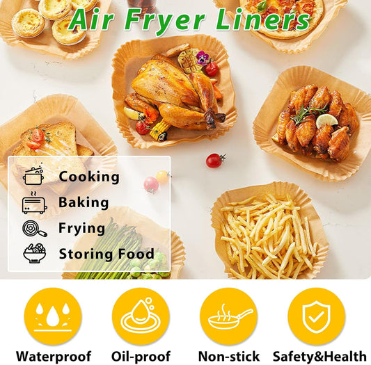 Airfryer Baking Paper XXL - Set of 300 - 20-24 cm - Disposable Inserts for Large Airfryers (5L-12L) - Oil V1189-HB003WSRG00040