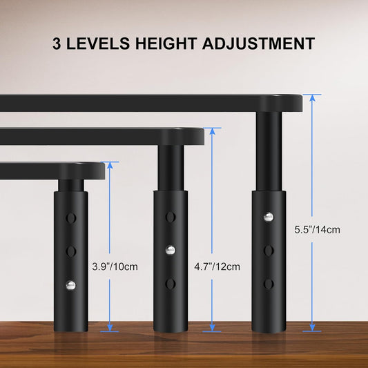 Metal Monitor Riser - Screen Stand - Adjustable in 3 Heights - Black V1189-HB003WSRI00022