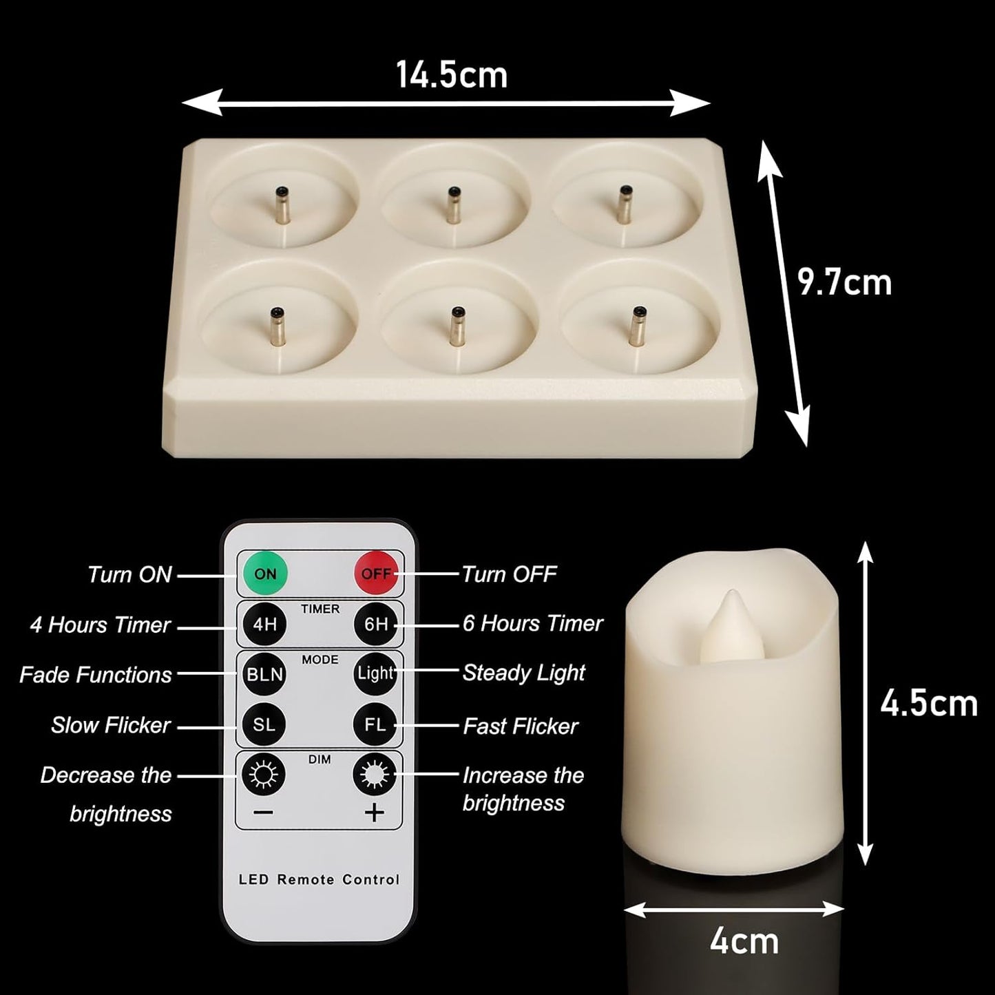 Rechargeable Tea Lights (6 Pieces) - With Charging Station and Timer - Flickering Flame - LED Candles for V1189-HB003WSRU00003