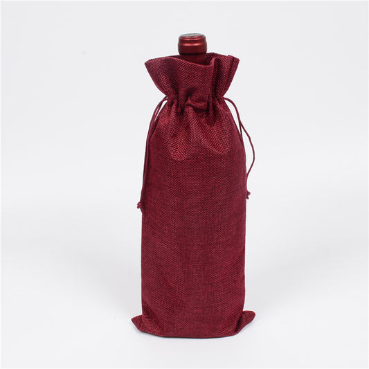 Linen wine bags - jute wine bags - blind tasting - drawstring bags - wine bottle protectors - 10 pieces - red V1189-HB003ZSSG00009