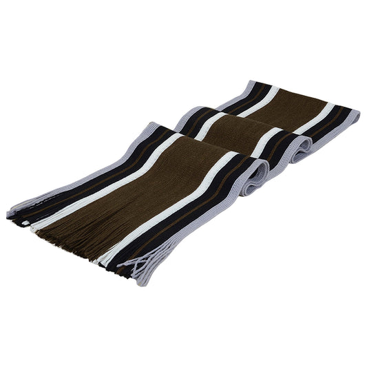 Men's Winter Scarf - Classic Striped Tassel Edge Soft Warm Scarf, Woolen Yarn Knitted Scarf Coffee V1189-LWWAL-20260325-00052