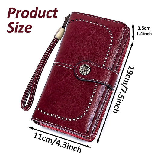 Leather Wallet Women Rfid Blocking Large Capacity, Zip Around Long Wallet - Pu Phone Clutch Purse, Trifold V1189-LWWAL-20260325-00081