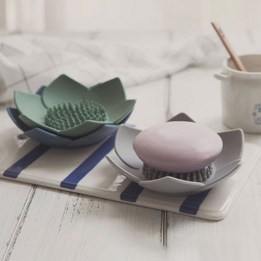 Silicone Soap Dishes with Draining - Lotus Shaped Bathroom Bar Soap Holder for Shower - Soap Tray for Kitchen V1189-LWWAL-20260325-00509