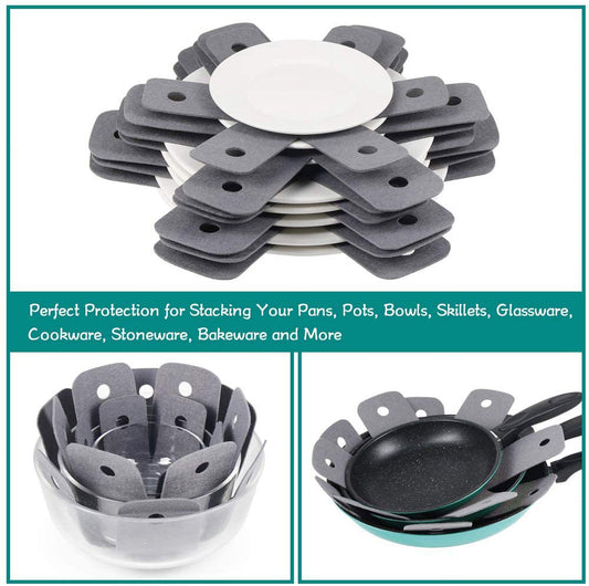 Pot Pan Protectors, Set of 12 and 4 Different Sizes, Larger & Thicker Pan Pot Separator Pads for Stacking and V1189-LWWAL-20260325-00549