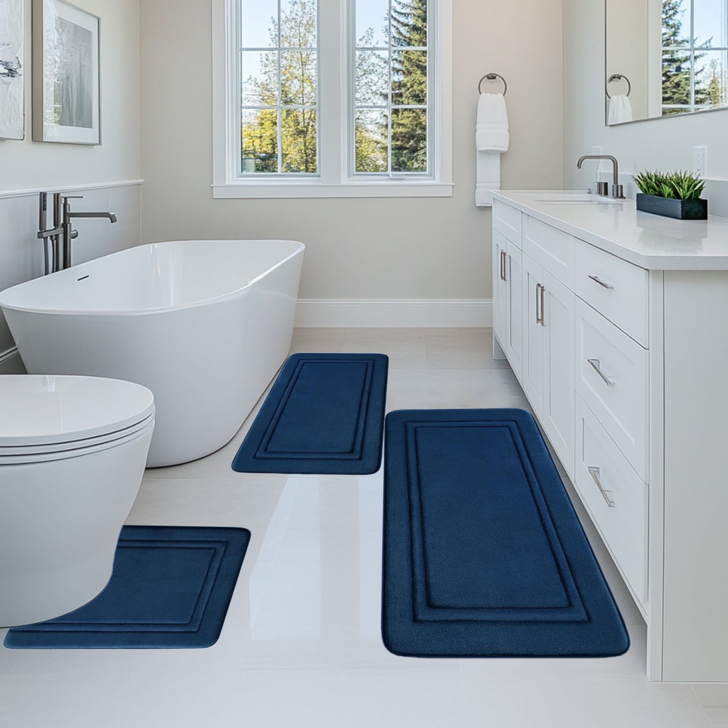 Tyidzon Bathroom Rugs Sets 3 Piece, Bath Mat Universal Soft Comfortable Water Absorption Non Slip Machine V1189-LWWAL-20260325-00923