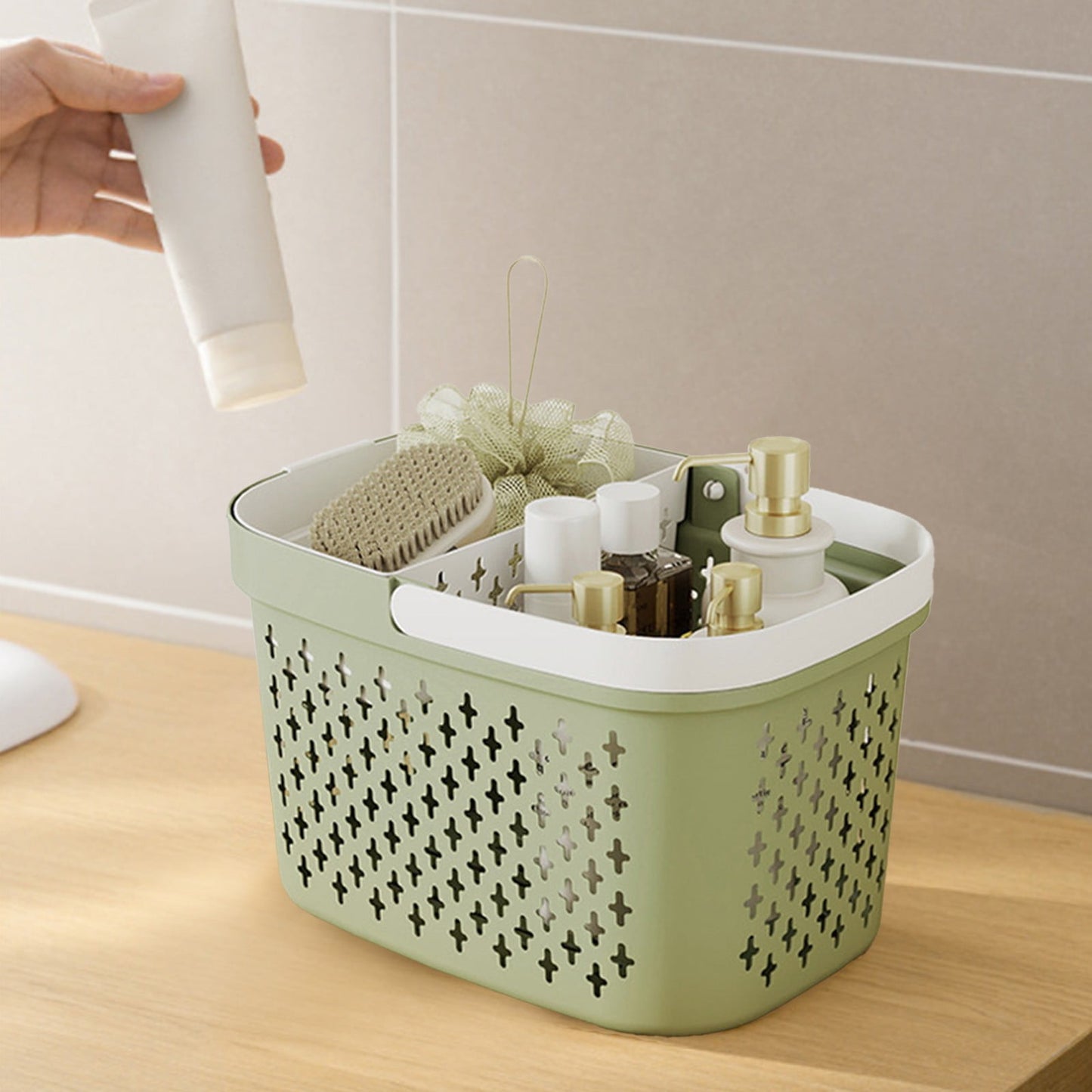 Xuniizn Plastic Shower Caddy Portable Bucket, Cleaning Shower Basket with Handle Compartments Storage V1189-LWWAL-20260325-01274