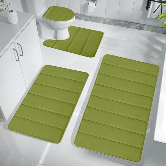 Xuniizn Bathroom Rugs Sets 4 Piece, Bath Mat Set and Oval Toilet Base with Rubber Backing, Plush Absorbent V1189-LWWAL-20260325-01318