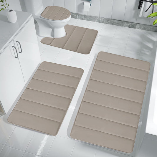 Xuniizn Bathroom Rugs Sets 4 Piece, Bath Mat Set and Oval Toilet Base with Rubber Backing, Plush Absorbent V1189-LWWAL-20260325-01319