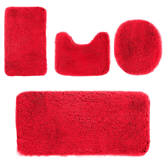 Under $5 Tyidzon Bathroom Rugs Solid Color Bath Mats 3 Set Bath Mats for bathroom Toilet Mats Universal Soft V1189-LWWAL-20260325-01671