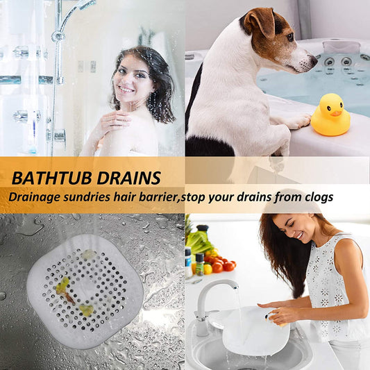 2 PackHair Catcher,Square Hair Drain Cover for Shower Silicone Hair Stopper with Suction Cup,Easy to Install V1189-LWWAL-20260325-01683
