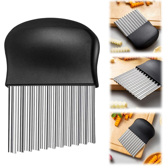 JWDX Crinkle Chopper, Wavy Potato Soap Cutting Tool French Fry Slicer Stainless Steel Blade Wooden Handle V1189-LWWAL-20260325-01842