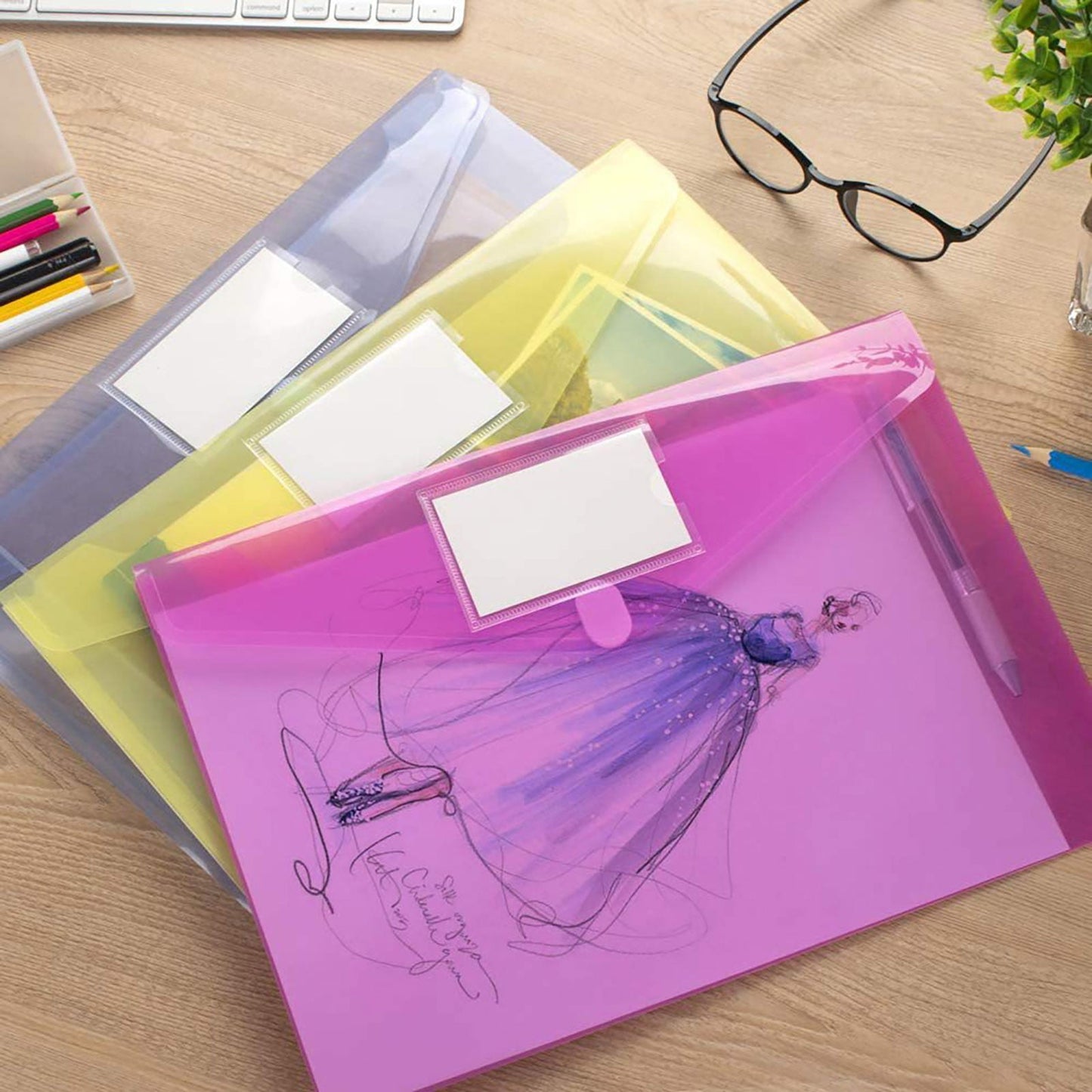 Zip Pencil 2 Pack Plastic Envelopes Poly Envelopes Sooez Clear Document Folders Us Letter A4 Size Newyear V1189-LWWAL-20260325-01881