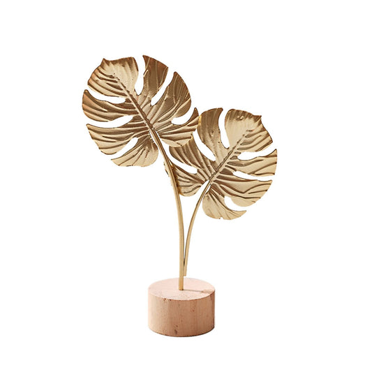 Leaf Decor Metal Golden Leaf Ornaments and Base Modern Simple Gold Leaf Table Sculpture for Living Room V1189-LWWAL-20260325-01887