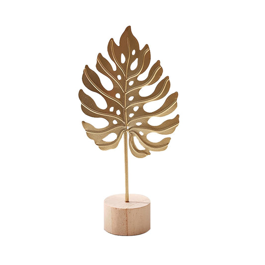 Leaf Decor Metal Golden Leaf Ornaments and Base Modern Simple Gold Leaf Table Sculpture for Living Room V1189-LWWAL-20260325-01888