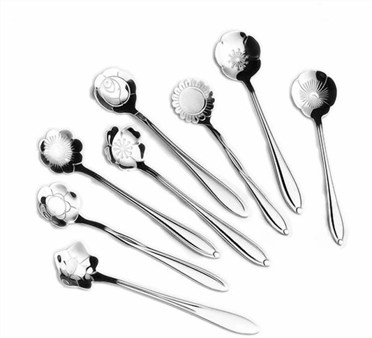 JWDX Cooking Utensils Clearance, Flower Spoon Set 8Pcs Stainless Teaspoon Rainbow Color for Coffee Tea Mixing V1189-LWWAL-20260325-02039