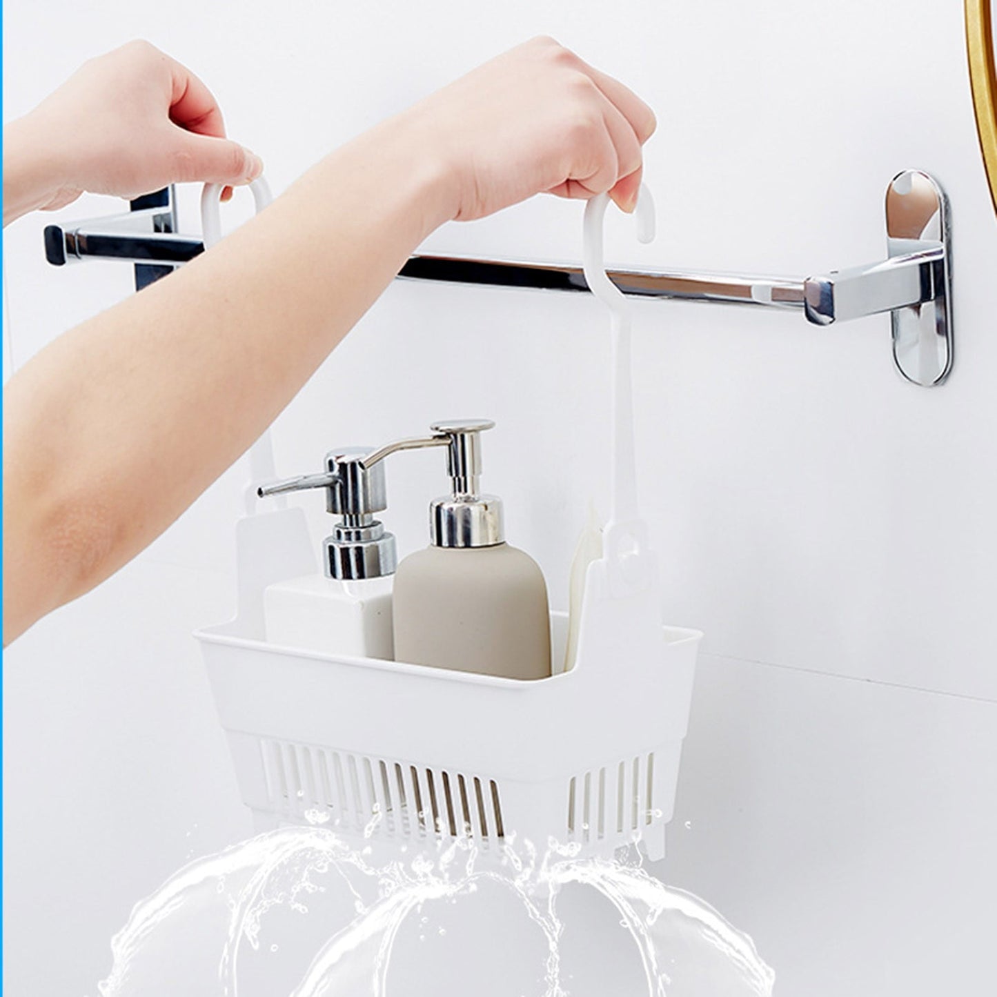 JWDX Rack Clearance, Sundries Hanging Basket Storage Drain Bag Shower Baskets with Hook Organizer As shown V1189-LWWAL-20260325-02059