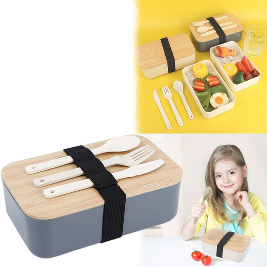 JWDX Tableware Clearance, Box Lunch Box Japanese 2 Layer Food Container with Cutlery Spoon and Fork Divided V1189-LWWAL-20260325-02071
