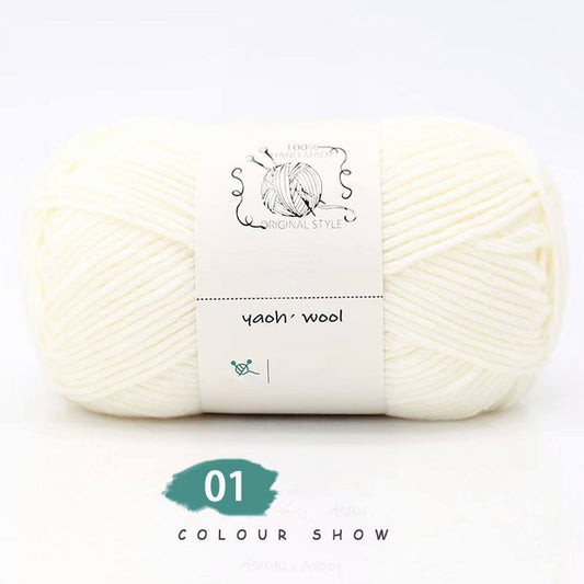 LGCASL Hand-Knitted Yarn #2 Pure White , 1Pc100G Hand Woven Cotton Yarn Soft Crochet Yarn for Hand Knitting V1189-LWWAL-20260325-02438