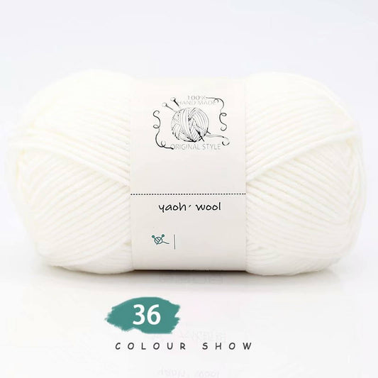 LGCASL Hand-Knitted Yarn #2 Pure White , 1Pc100G Hand Woven Cotton Yarn Soft Crochet Yarn for Hand Knitting V1189-LWWAL-20260325-02450