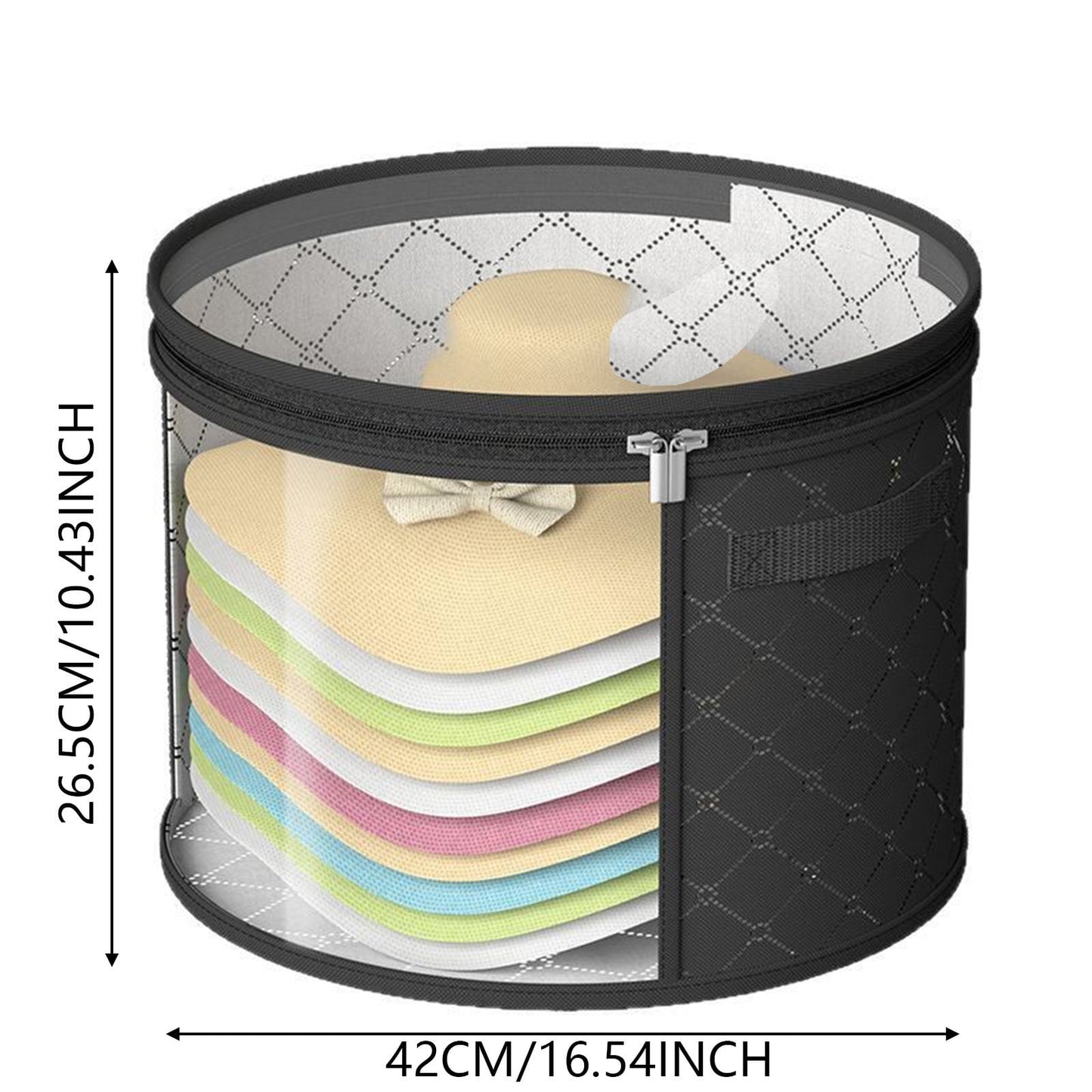 Hat Storage Bag*1 Foldable Hat Storage Bucket with Lid Large Capacity Cap Organizer for Home Perfect for V1189-LWWAL-20260325-02488