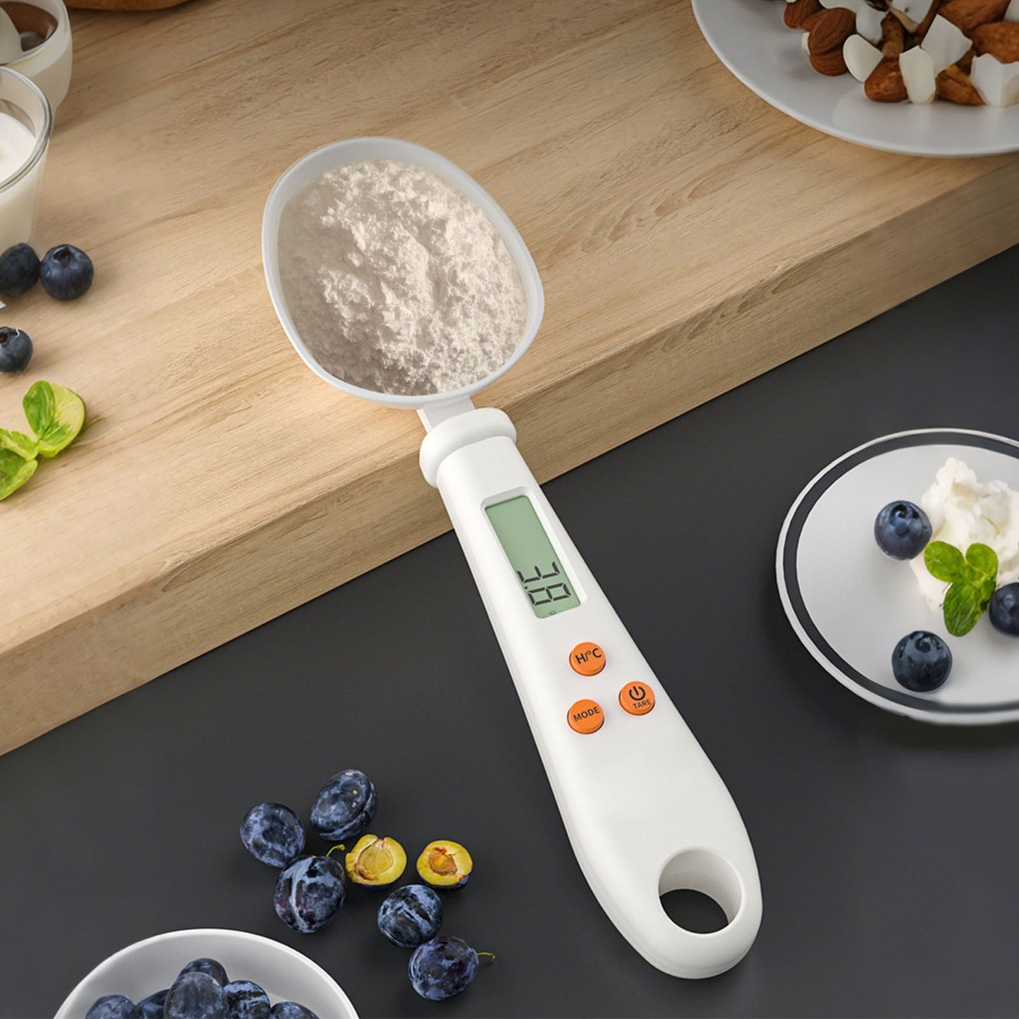 LGCASL White Weighable Spoon 2 in 1 Electronic Kitchen Scale Lcd Digital Measuring Flour Digital Spoon Scale V1189-LWWAL-20260325-02552
