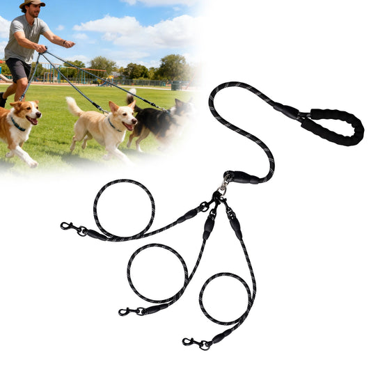 LGCASL 3 Dog Leash No Tangle, Heavy Duty Multiple Dog Lead Shock Absorbing Bungee, Triple Bungee Leash, V1189-LWWAL-20260325-02636