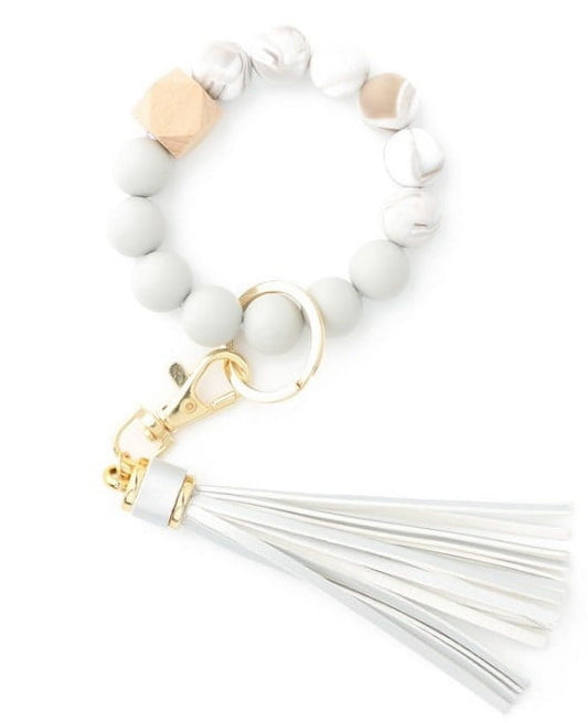 Clearance! JWDX Hanging Ornament Clearance Silicone Key Ring Bracelet, Women Beaded Bangle Keychain Wristlet V1189-LWWAL-20260325-02876