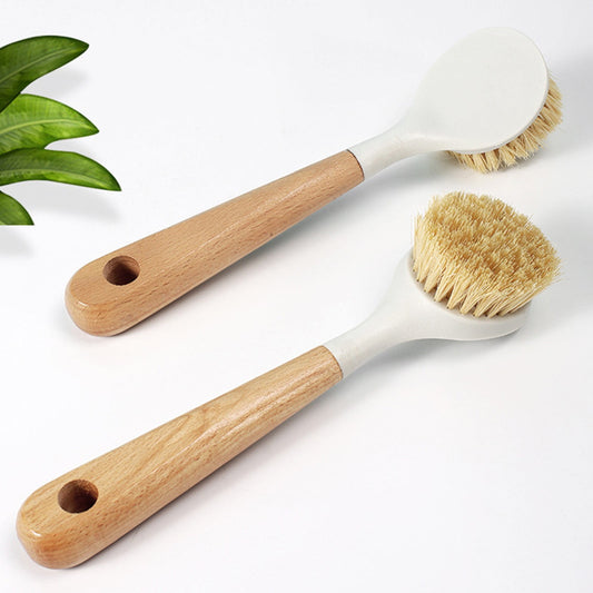 JWDX Cleaning Brush Clearance! Natural Sisal Kitchen Cleaning Brush Pot Scrub Brush with Long Wooden Handle, V1189-LWWAL-20260325-03020